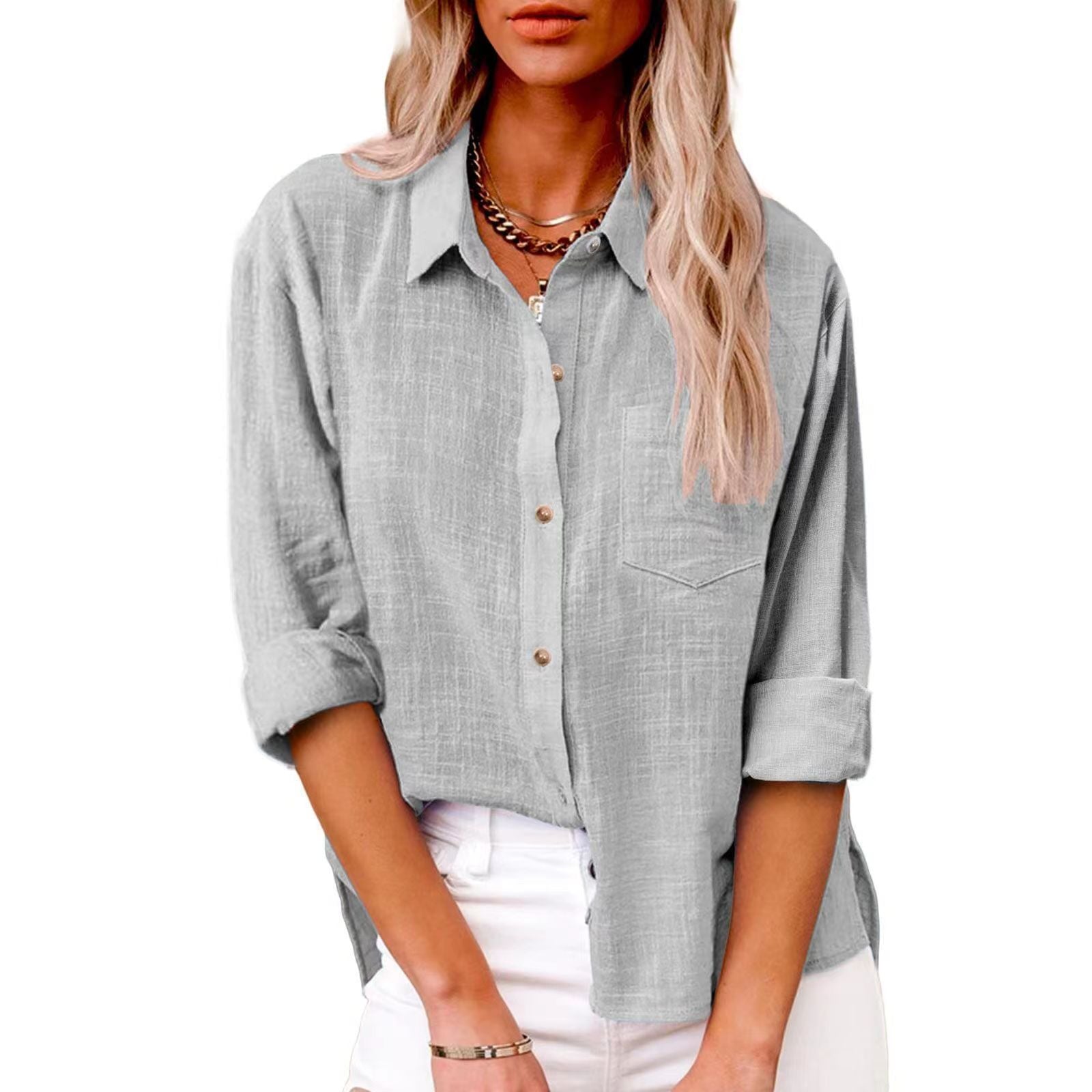 Women casual linen blouse