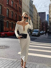 Women's Elegant Dress with Off-Shoulder Design and Sophisticated Ruffles