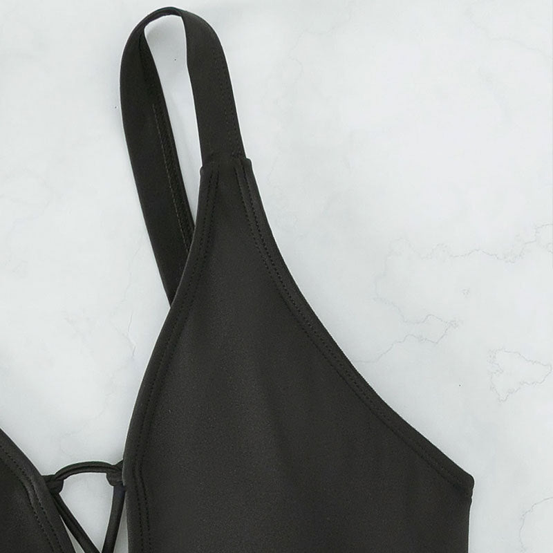 Women Lacing Plunge One-Piece Swimsuit