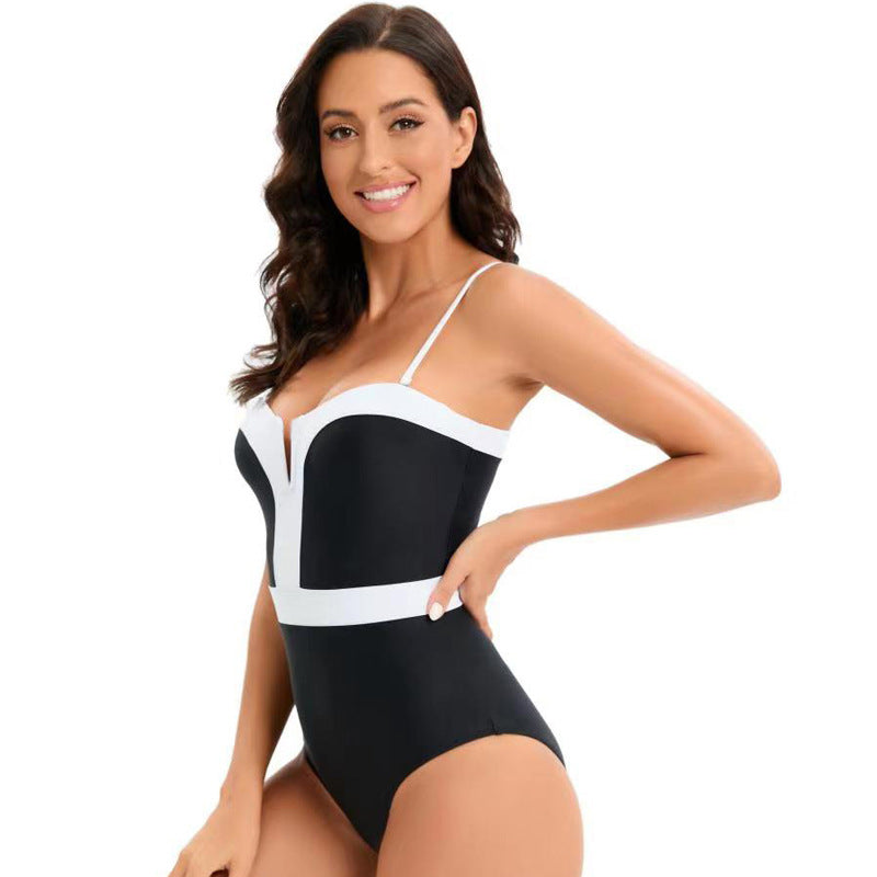 High-performance structured one-piece swimsuit for women