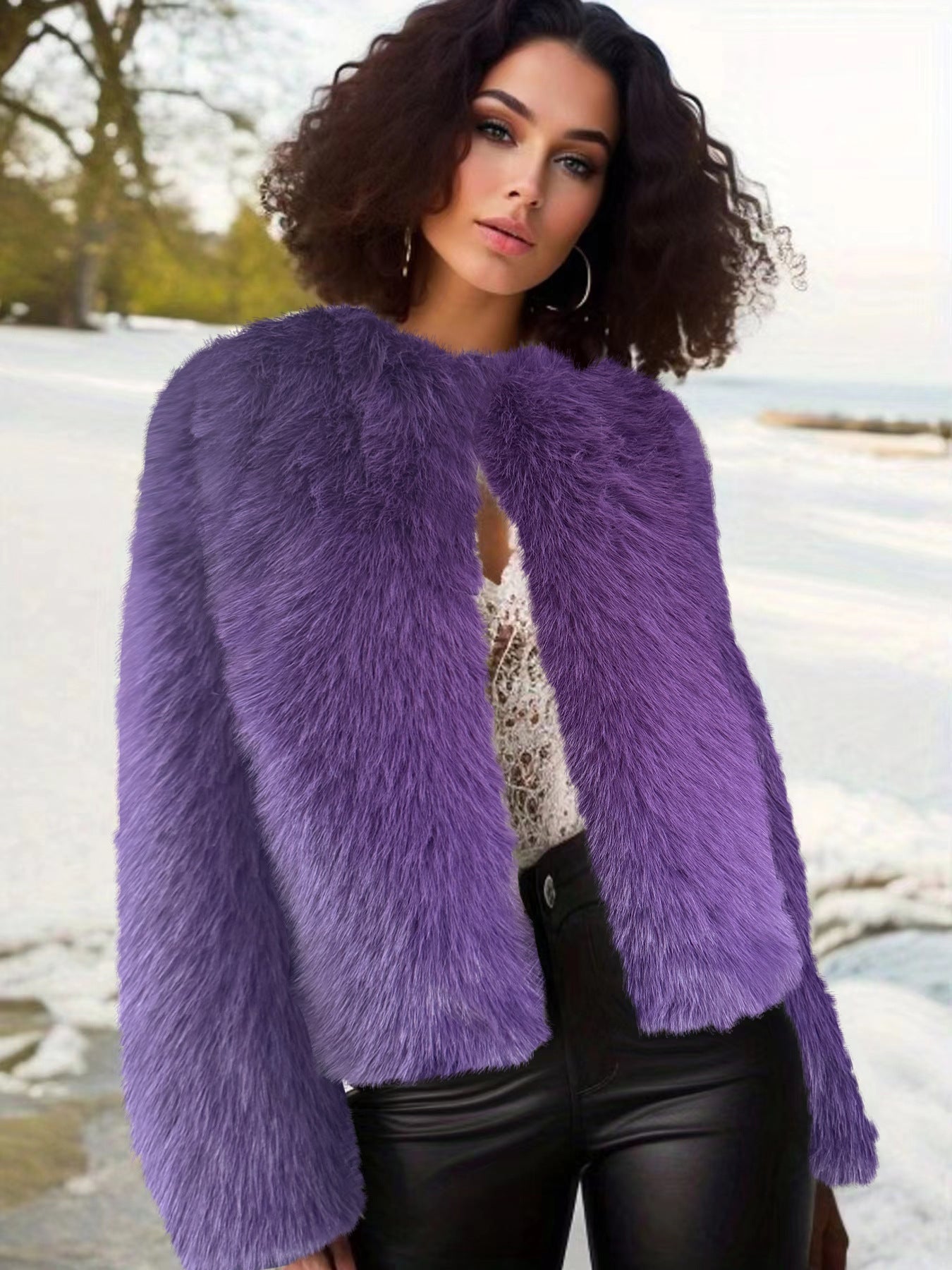 Women's Cozy Fleece Jacket with Curl Structure