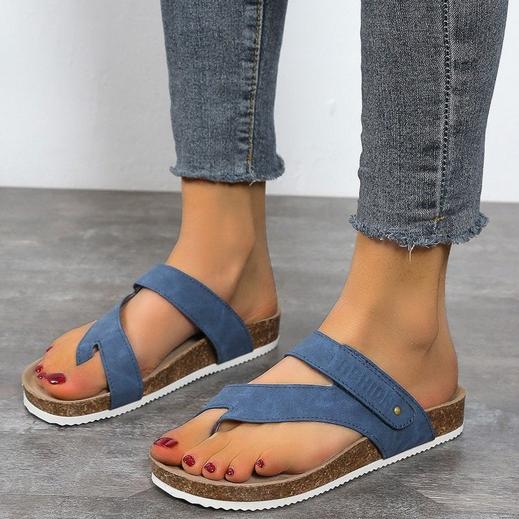 Ladies Flip-flops With Comfortable Footbed and Modern Cork Design W&w