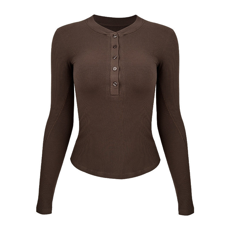 Women's long sleeve shirt with button placket from
