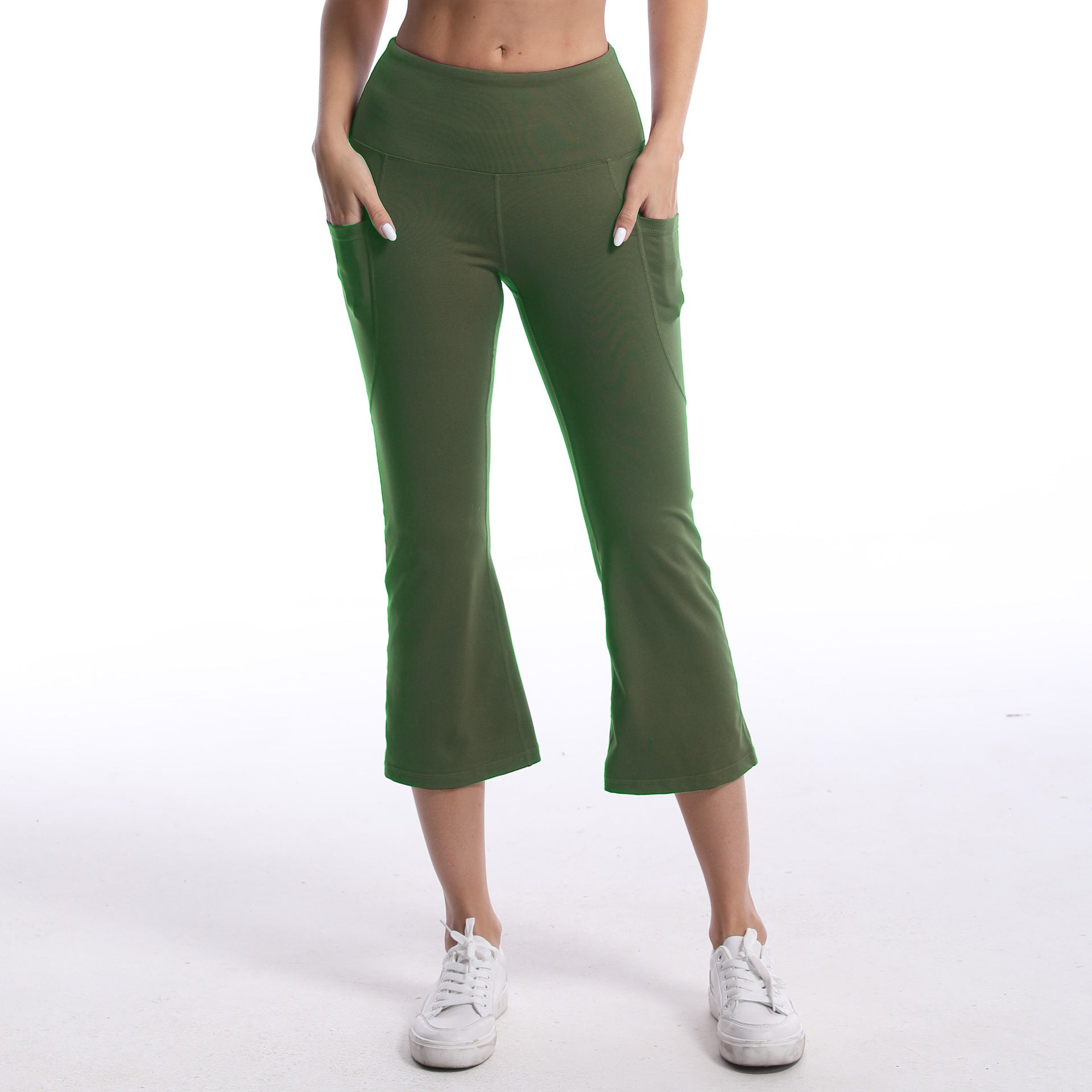 Ladies Flared Yoga Pants with High Waist and Practical Side Pockets
