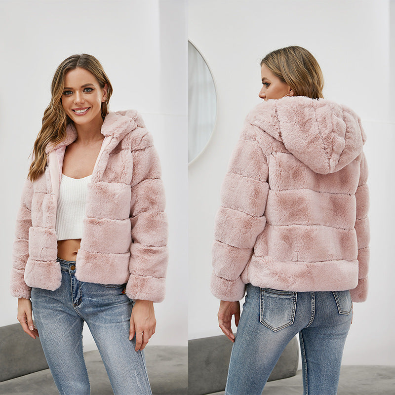 Ladies soft fleece jacket with hood