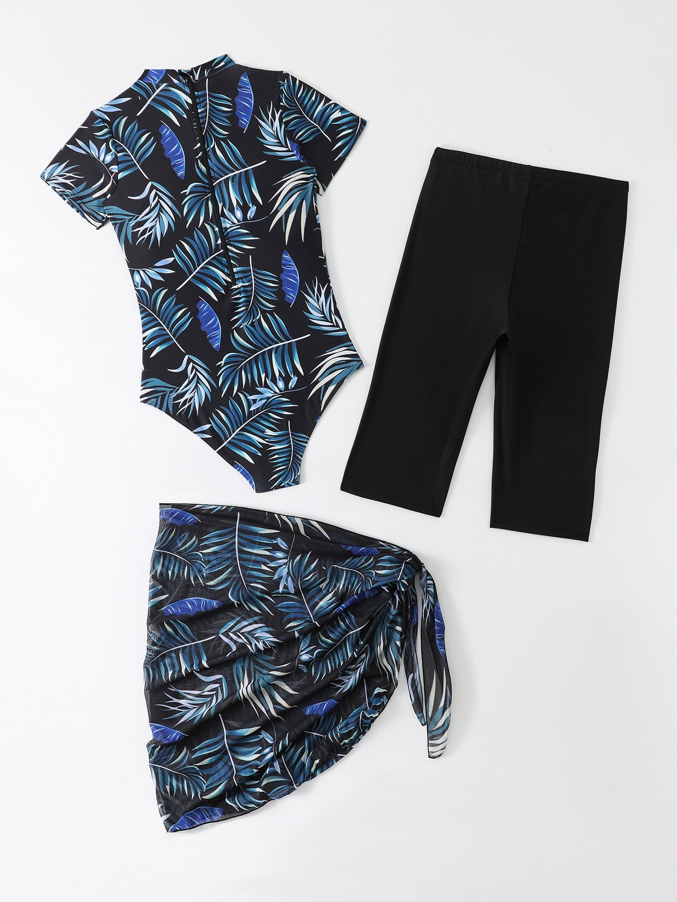 Women's Short Sleeve Swim Tunic Set with Capris