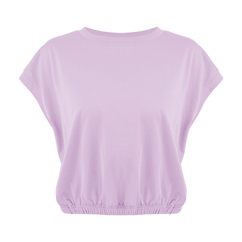 Women's casual T-shirt with elastic