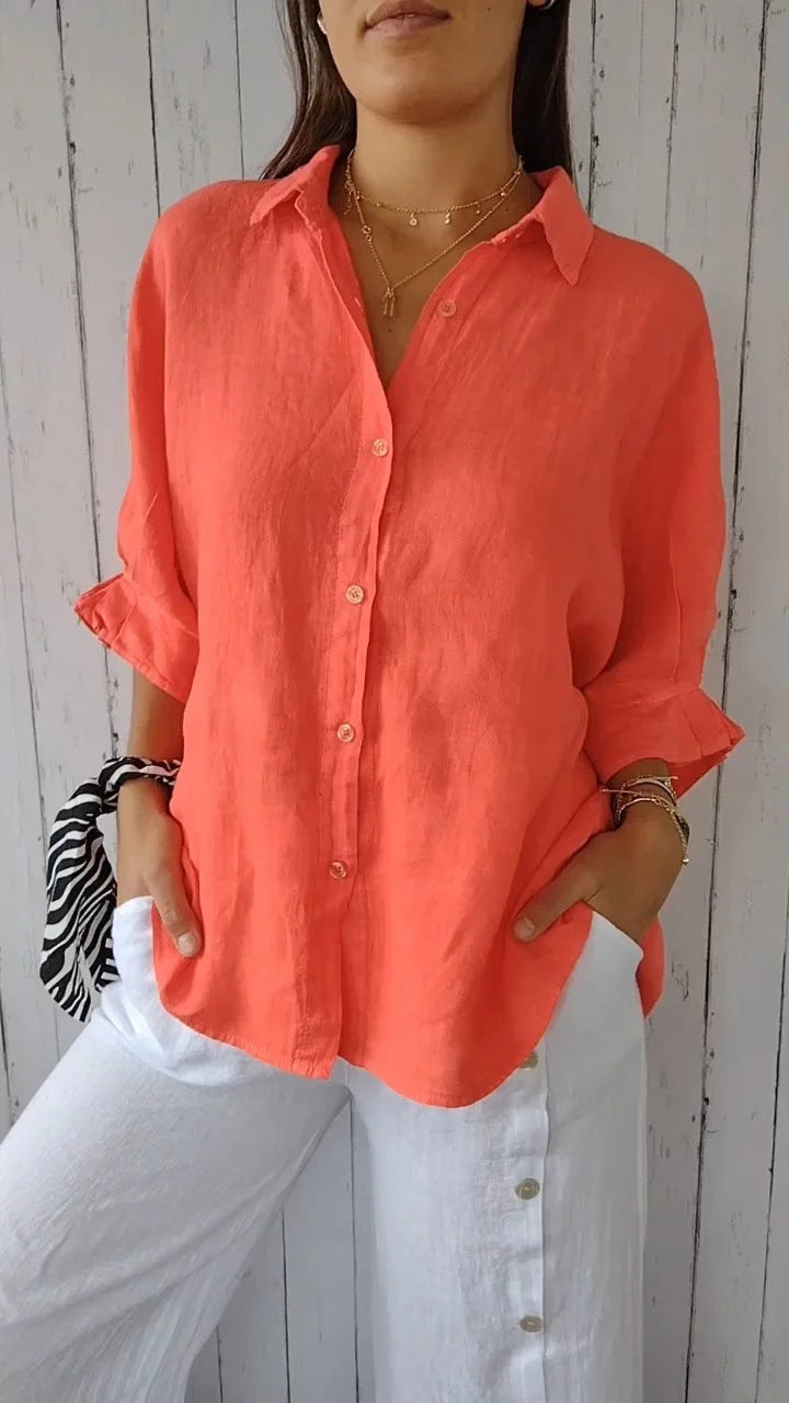 Women casual linen blouse