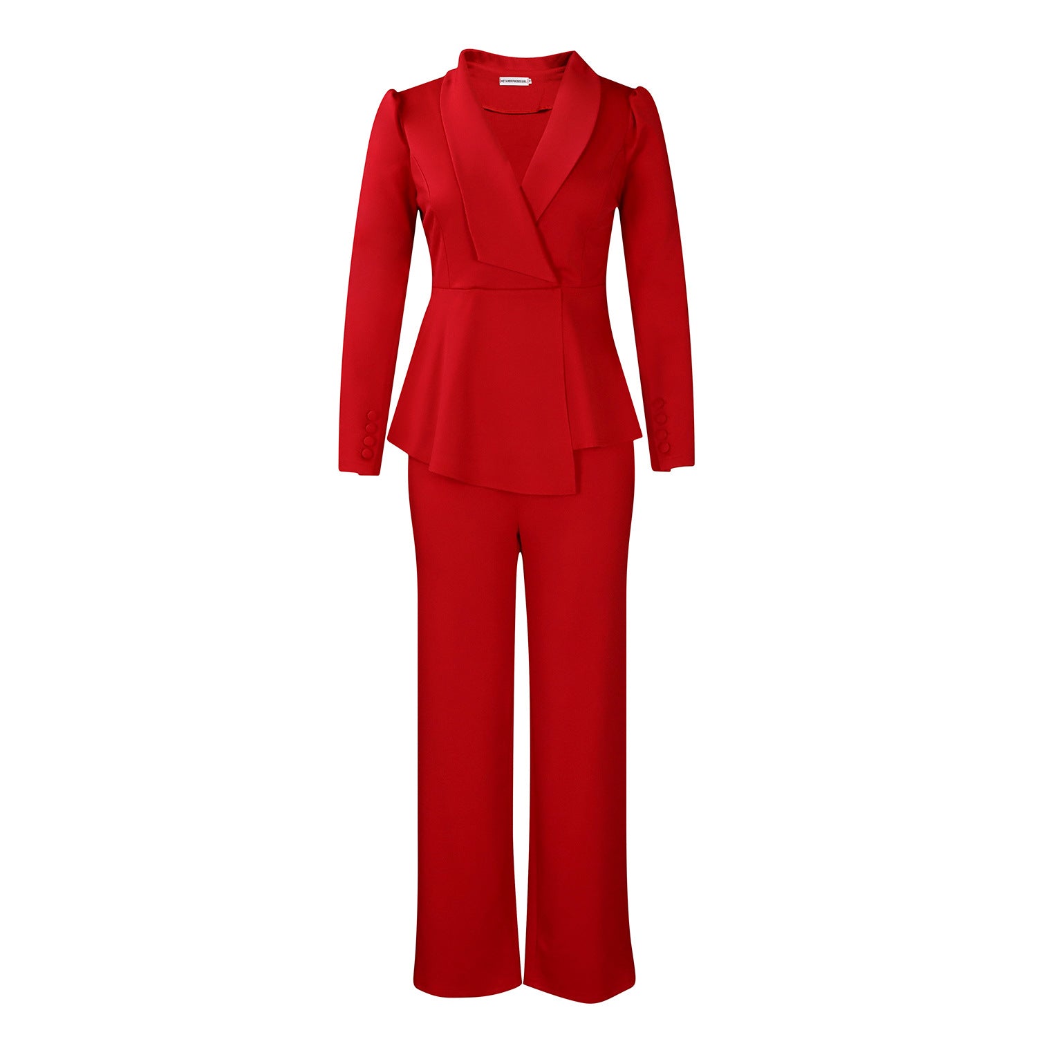 Women's suit with elegant blazer and wide pant leg