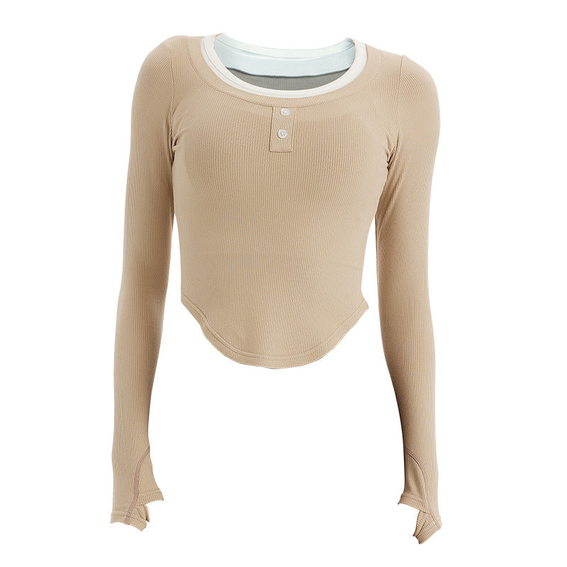 Ladies fashionable short-sleeved functional shirt with button placket and lightweight material