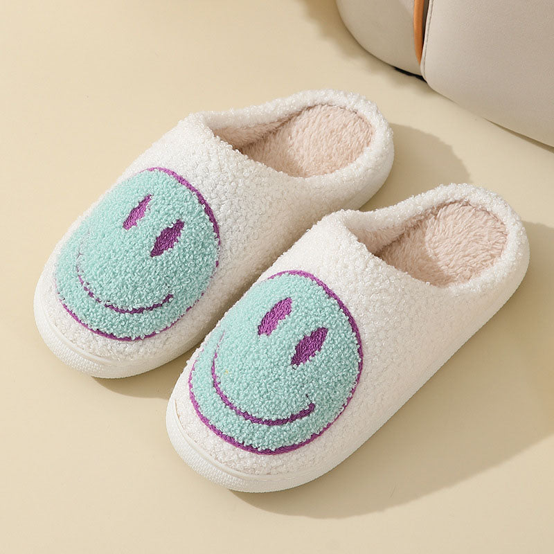 Large Smiley Pattern Fur Slippers