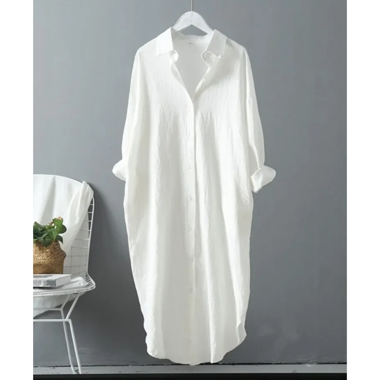 Long-sleeved linen dress women's clothing