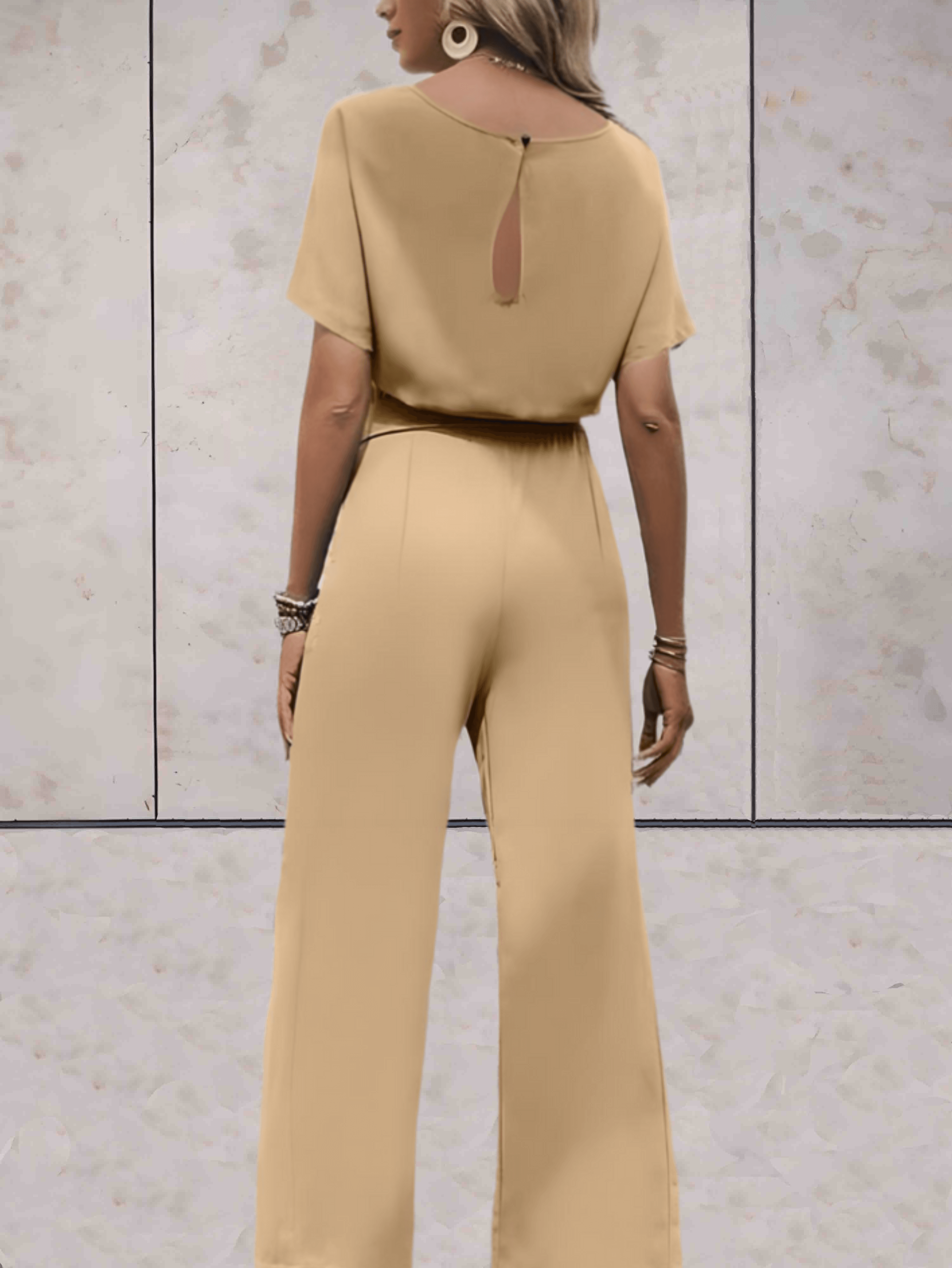 Jumpsuit With Belt And Short Sleeves