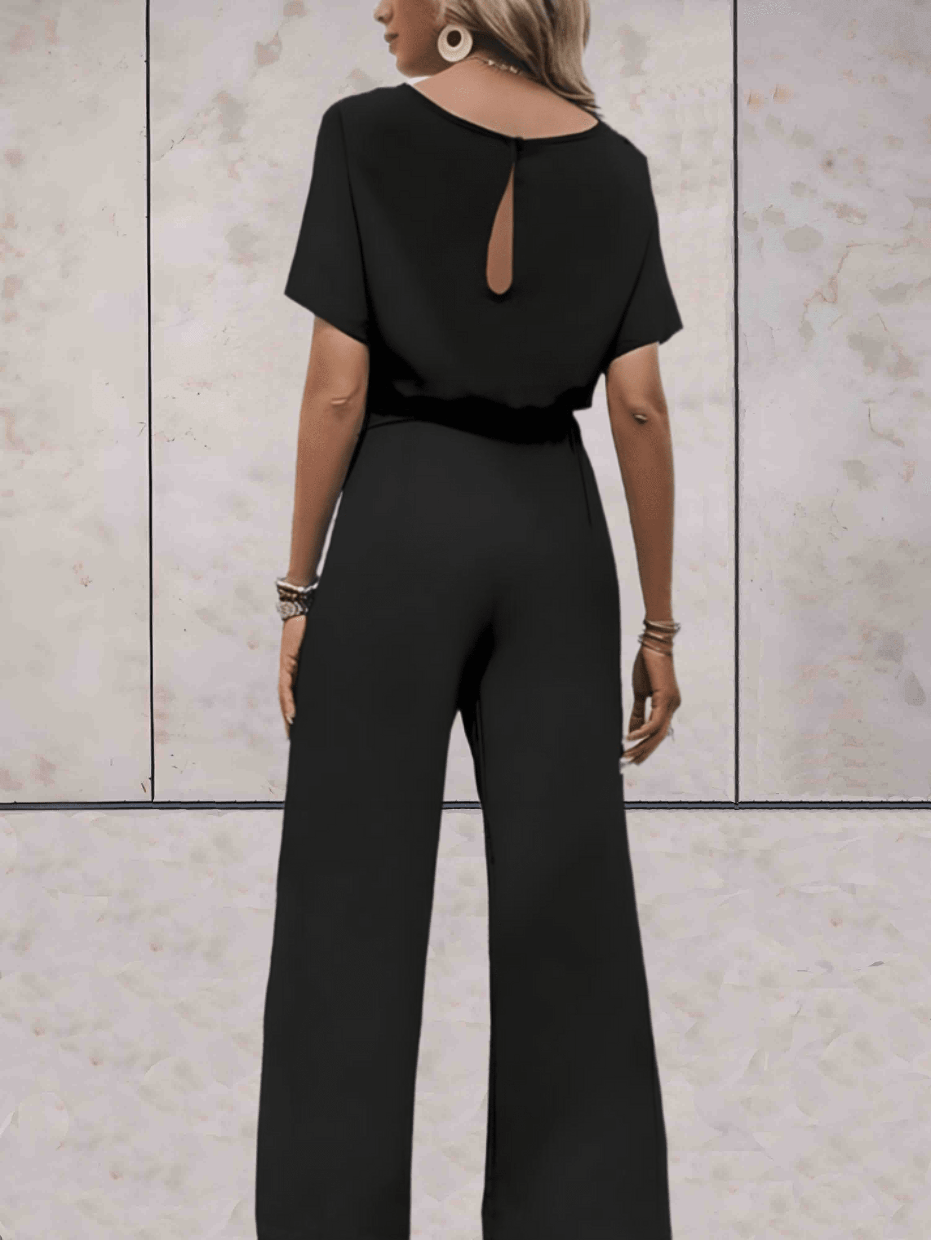 Jumpsuit With Belt And Short Sleeves