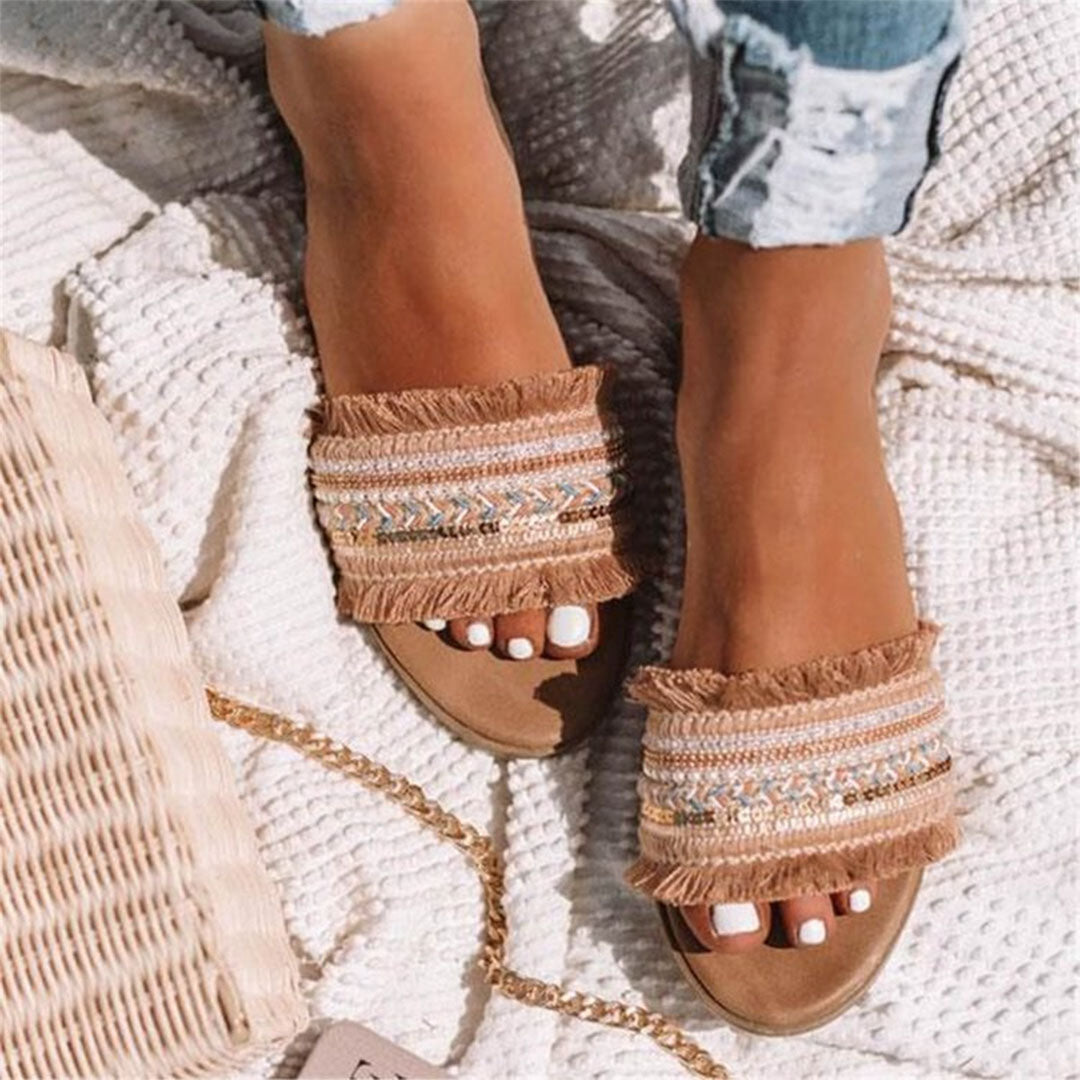 Mules, Boho Style, Flat, Sandals, Summer Shoes