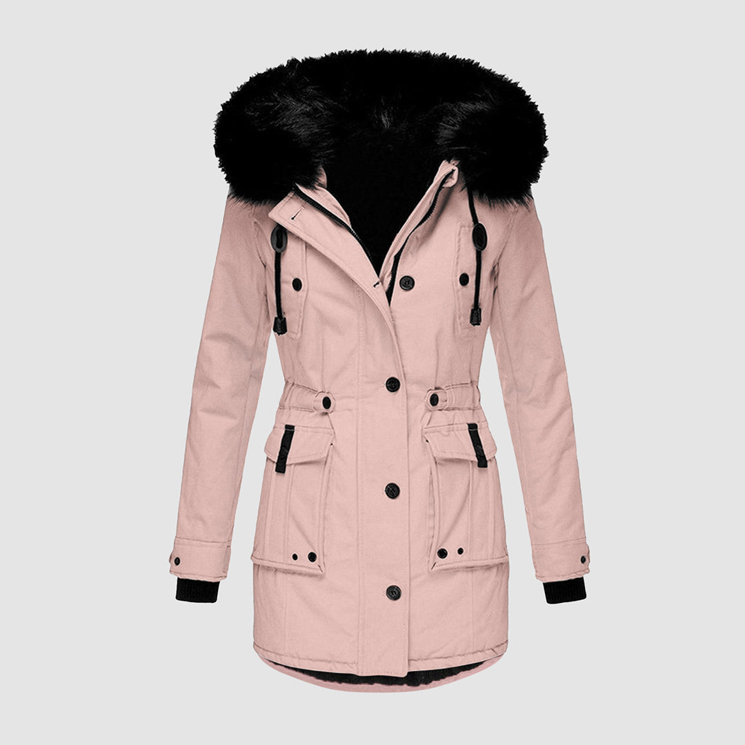 Waterproof winter jacket with hood for women