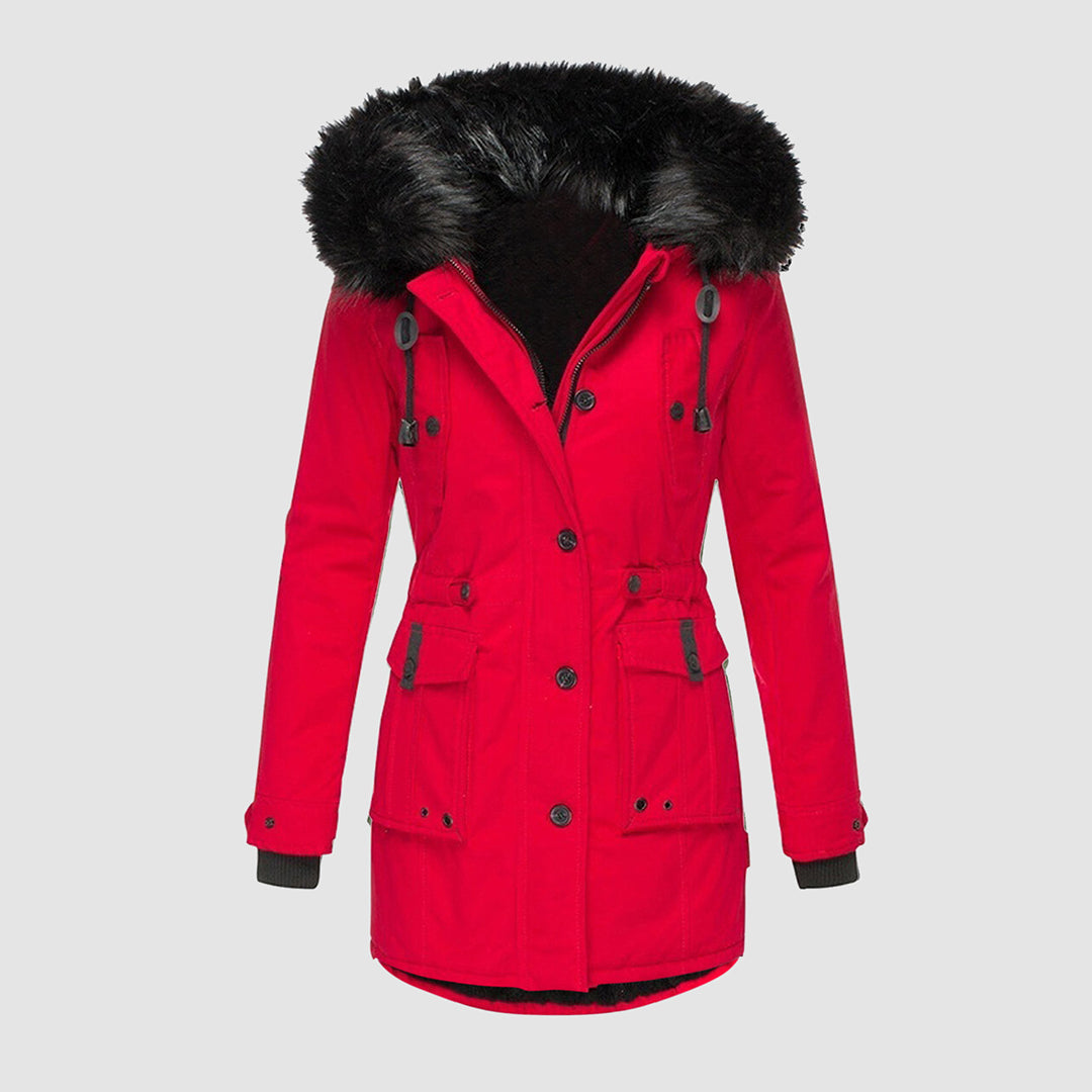 Waterproof winter jacket with hood for women