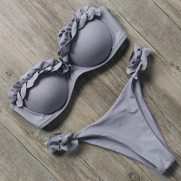 Push-up Bikini Set With Ruffles for Women