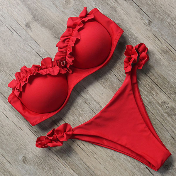 Push-up Bikini Set With Ruffles for Women