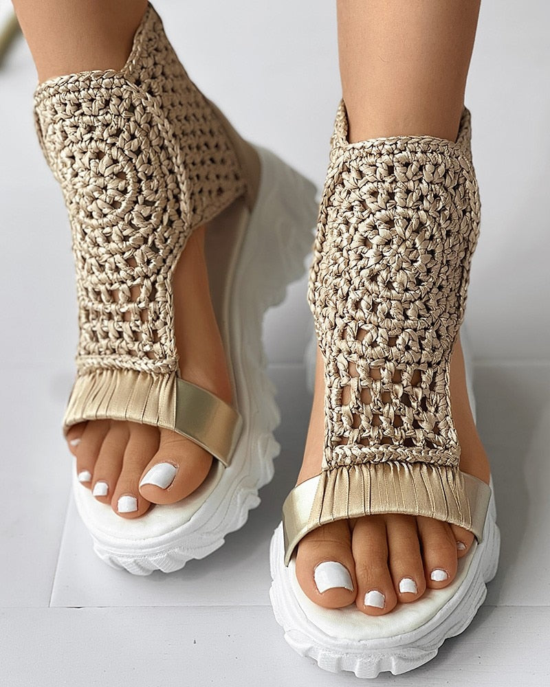 Braided Geometry Sandalswomen Summer Wedge Sandals