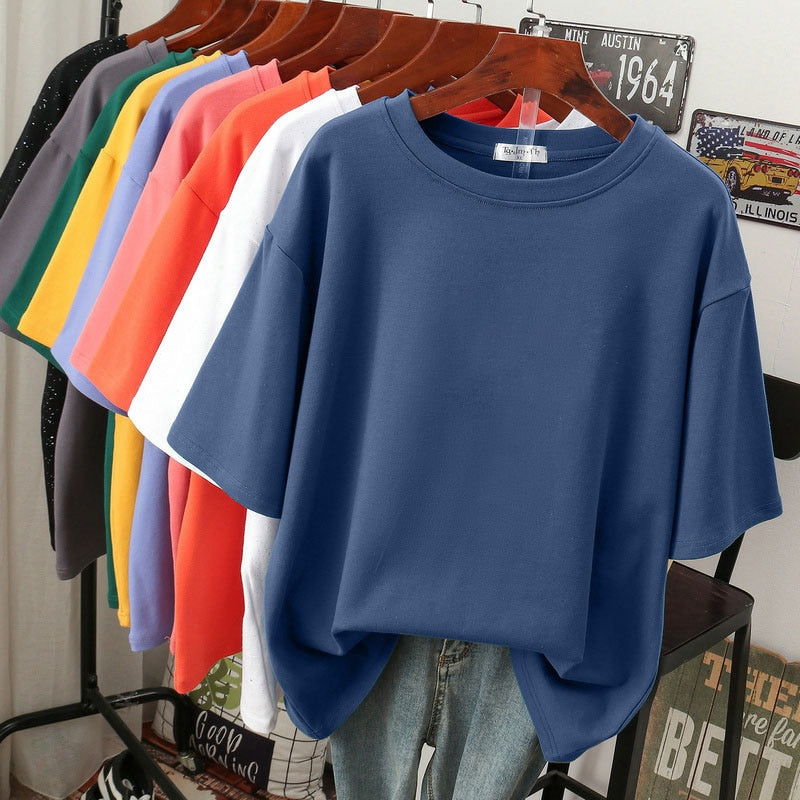 Oversized Cotton Basic T-Shirt for Women