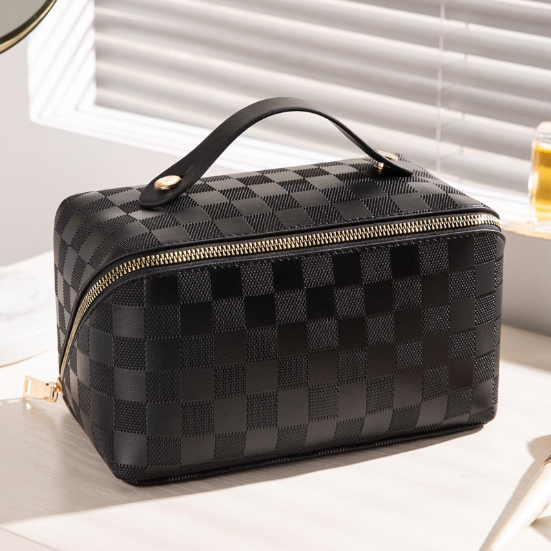 Luxurious Checkered Cosmetic Bag