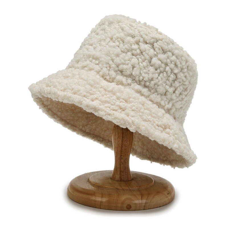 Ladies Lambswool Bucket Hatwarm Outdoor Panama Hat For Women