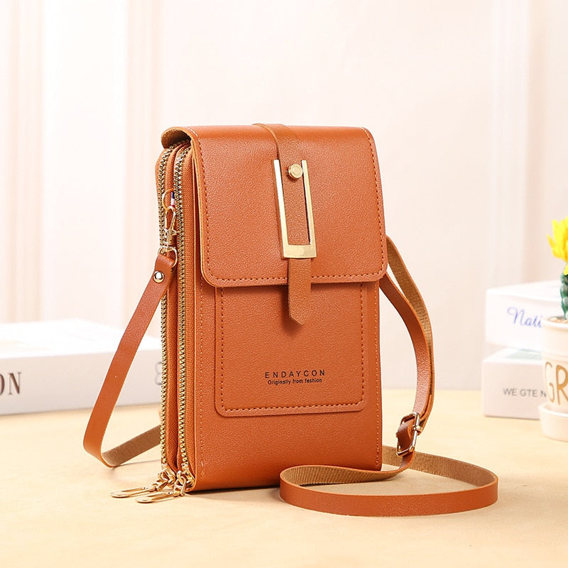 Leather Smartphone ClutchWomen's Handbag With Touchscreen Window