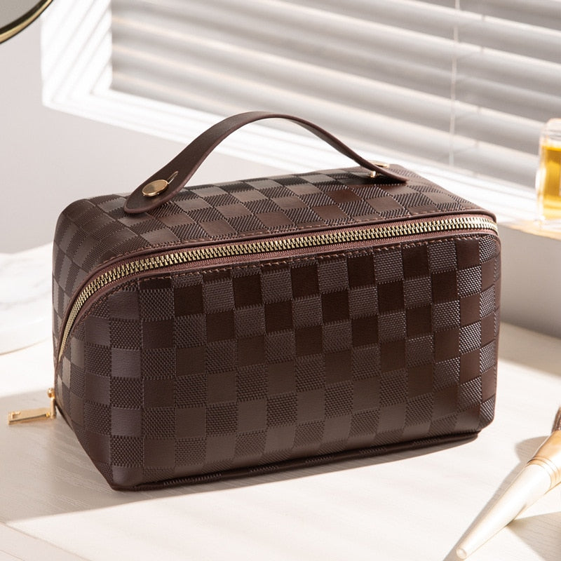 Luxurious Checkered Cosmetic Bag