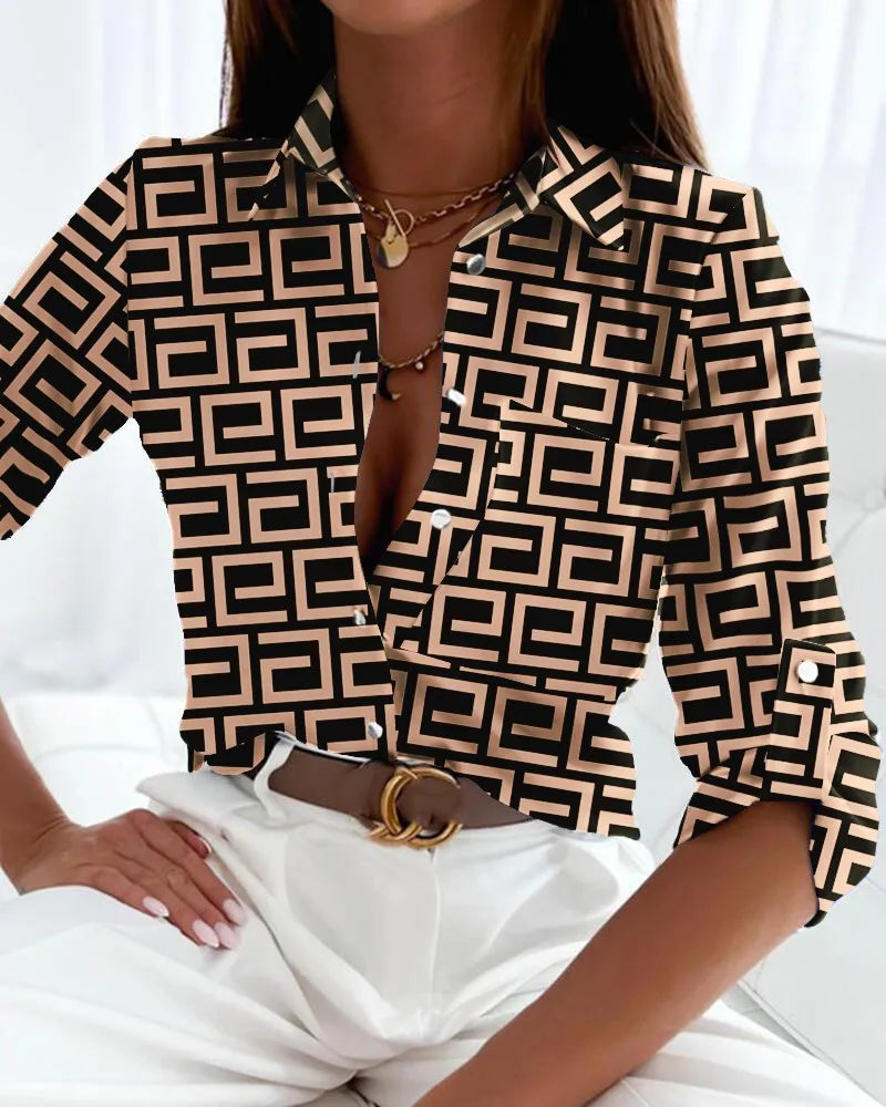 Striped Button-up Blouse for Women
