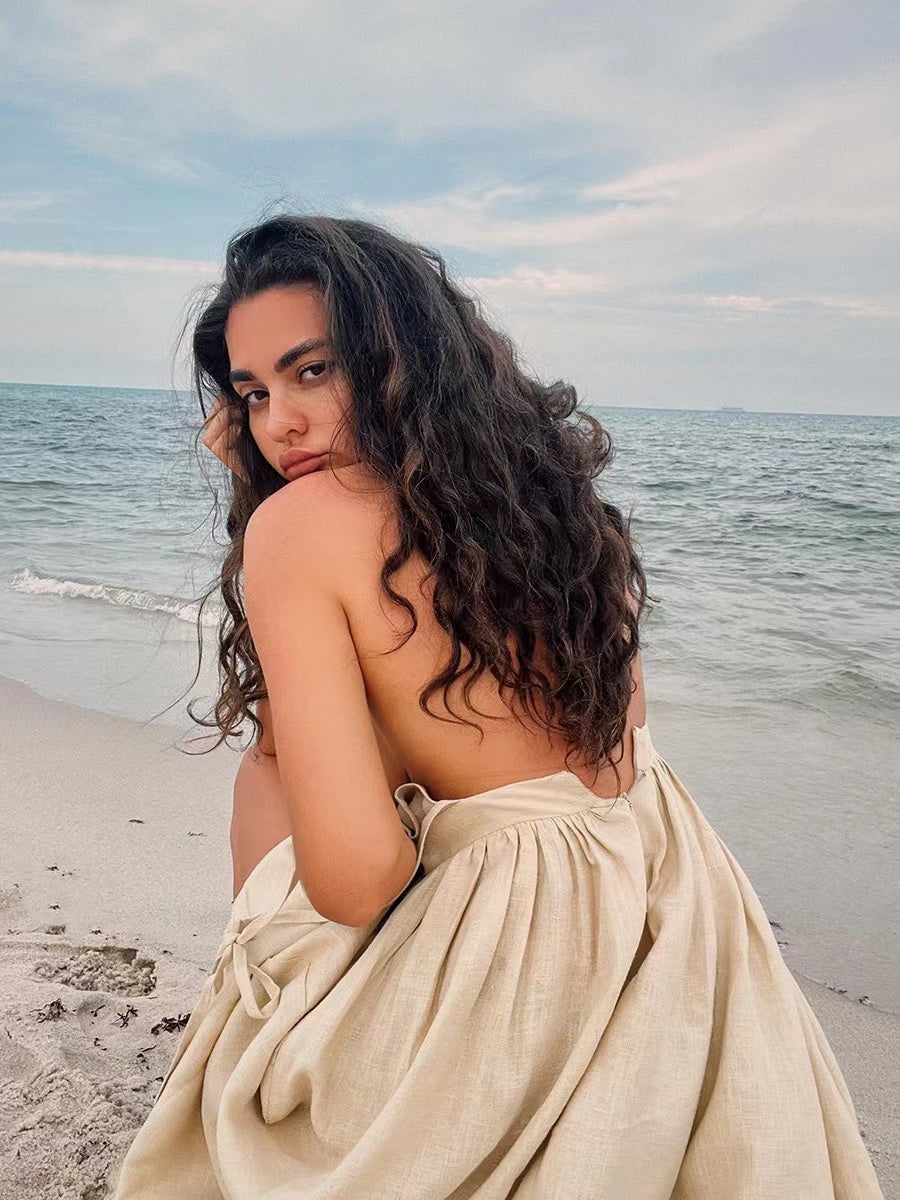 Breathable Summer Dress Made of Linen for Women