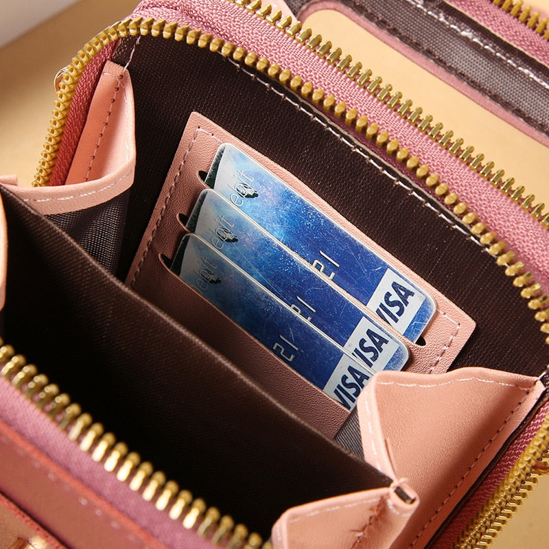 Leather Smartphone ClutchWomen's Handbag With Touchscreen Window