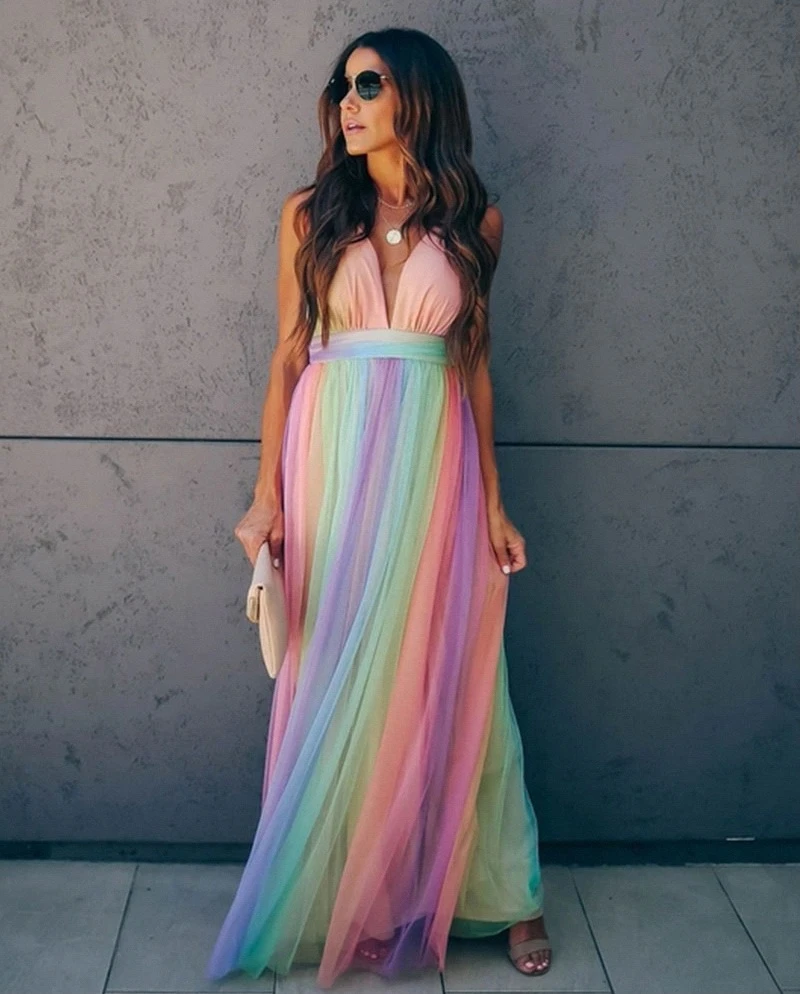 Dresslively Rainbow Dress For A Striking Style