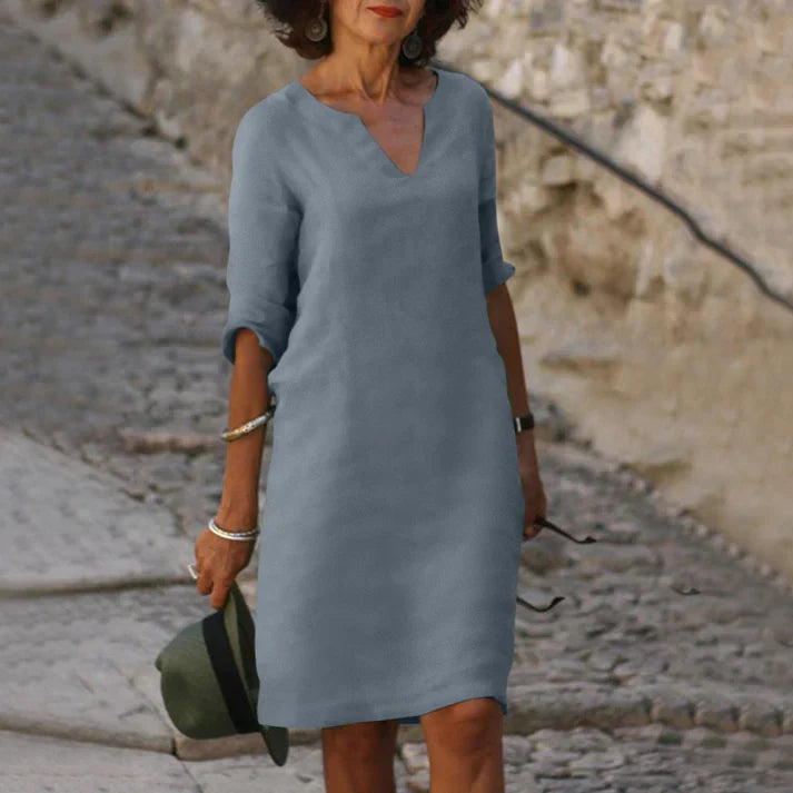 Elegant summer dress with V-neck