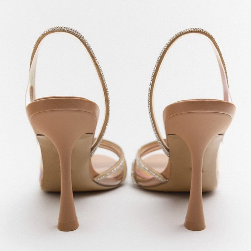 Elegant High-Heeled Sandals stiletto Slingback Peep Toe Shoes