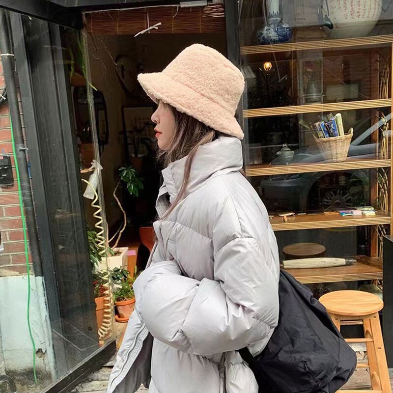 Ladies Lambswool Bucket Hatwarm Outdoor Panama Hat For Women