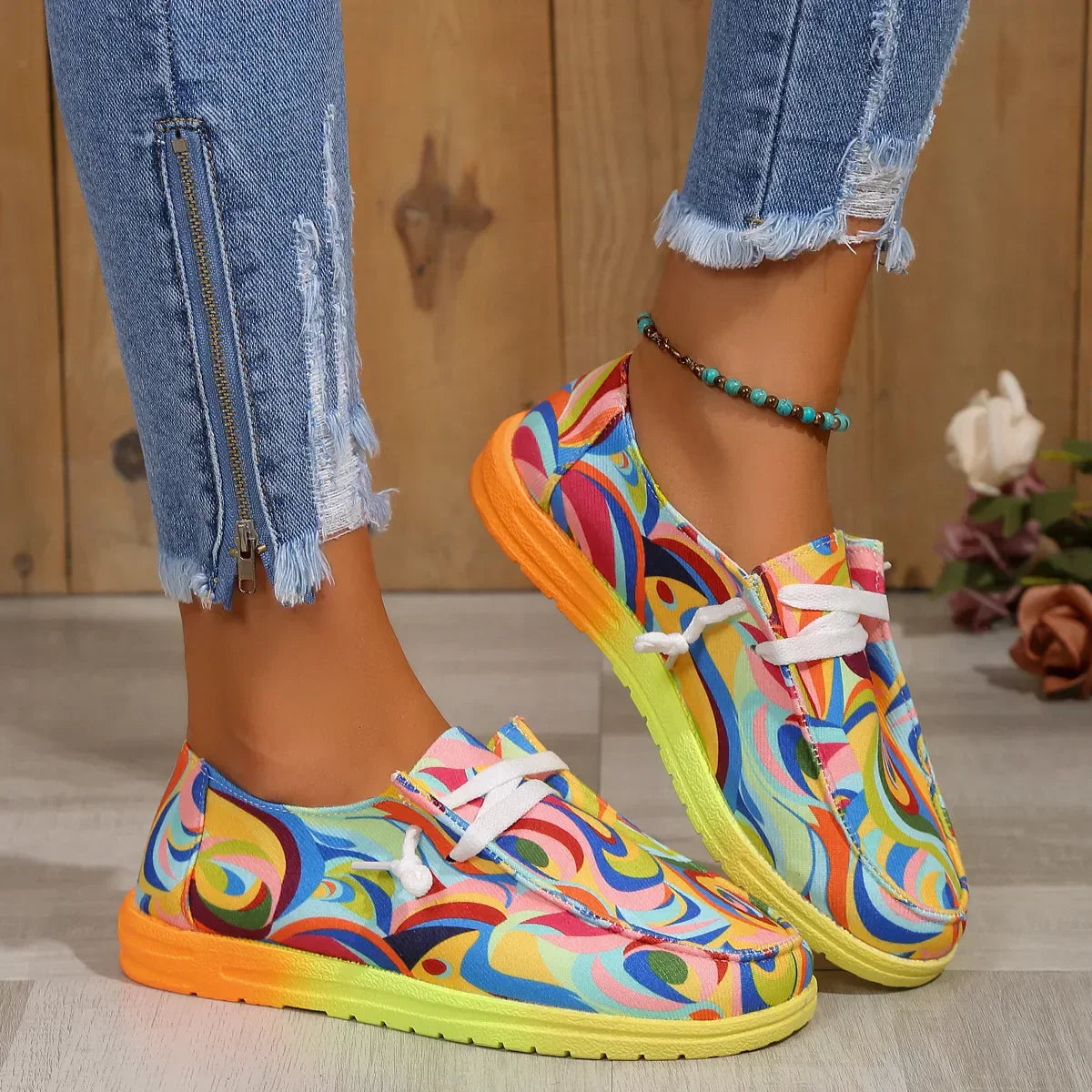 Ethnic Rainbow Canvas Shoes