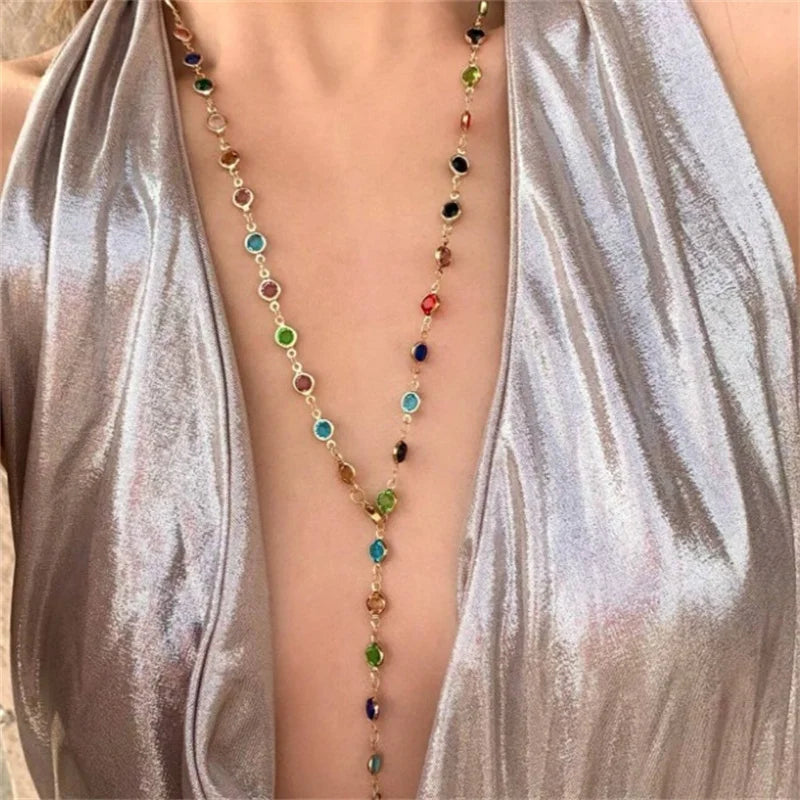Colorful Zircon Crystal Necklace for Women