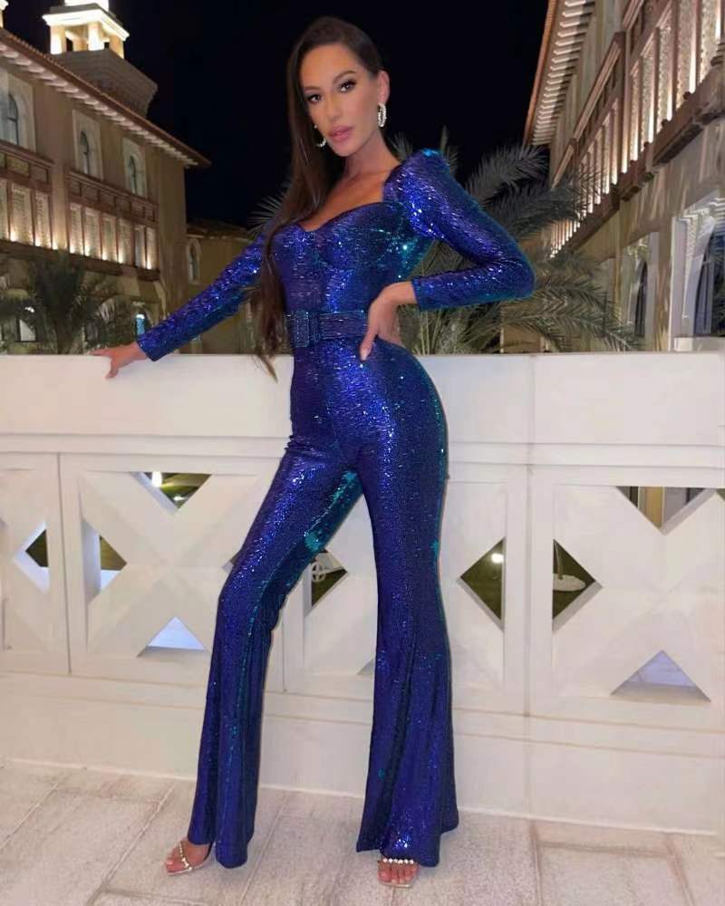 Sequin Long Sleeve Jumpsuit