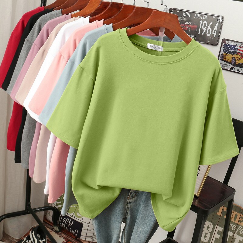 Oversized Cotton Basic T-Shirt for Women