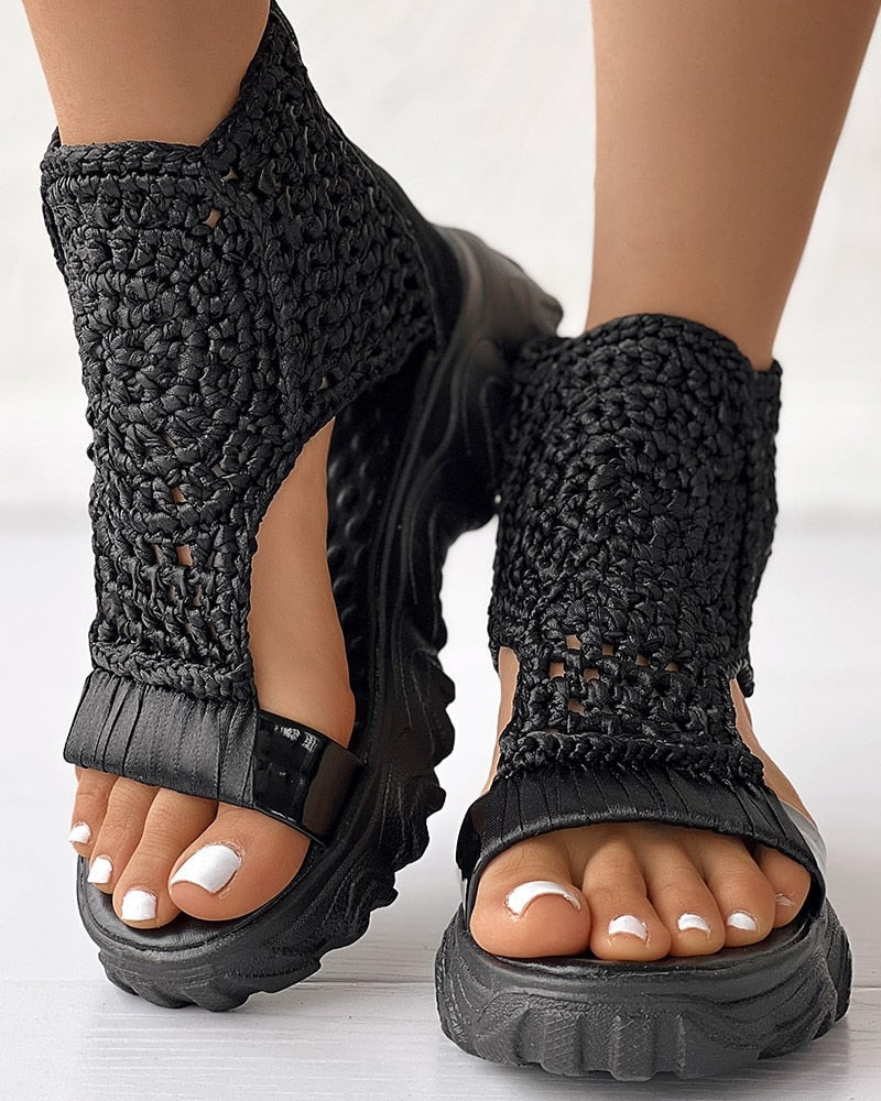Braided Geometry Sandalswomen Summer Wedge Sandals