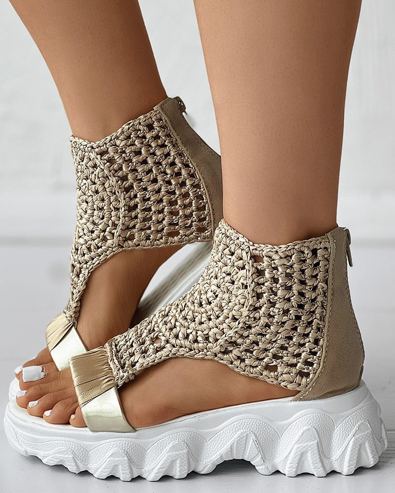 Braided Geometry Sandalswomen Summer Wedge Sandals
