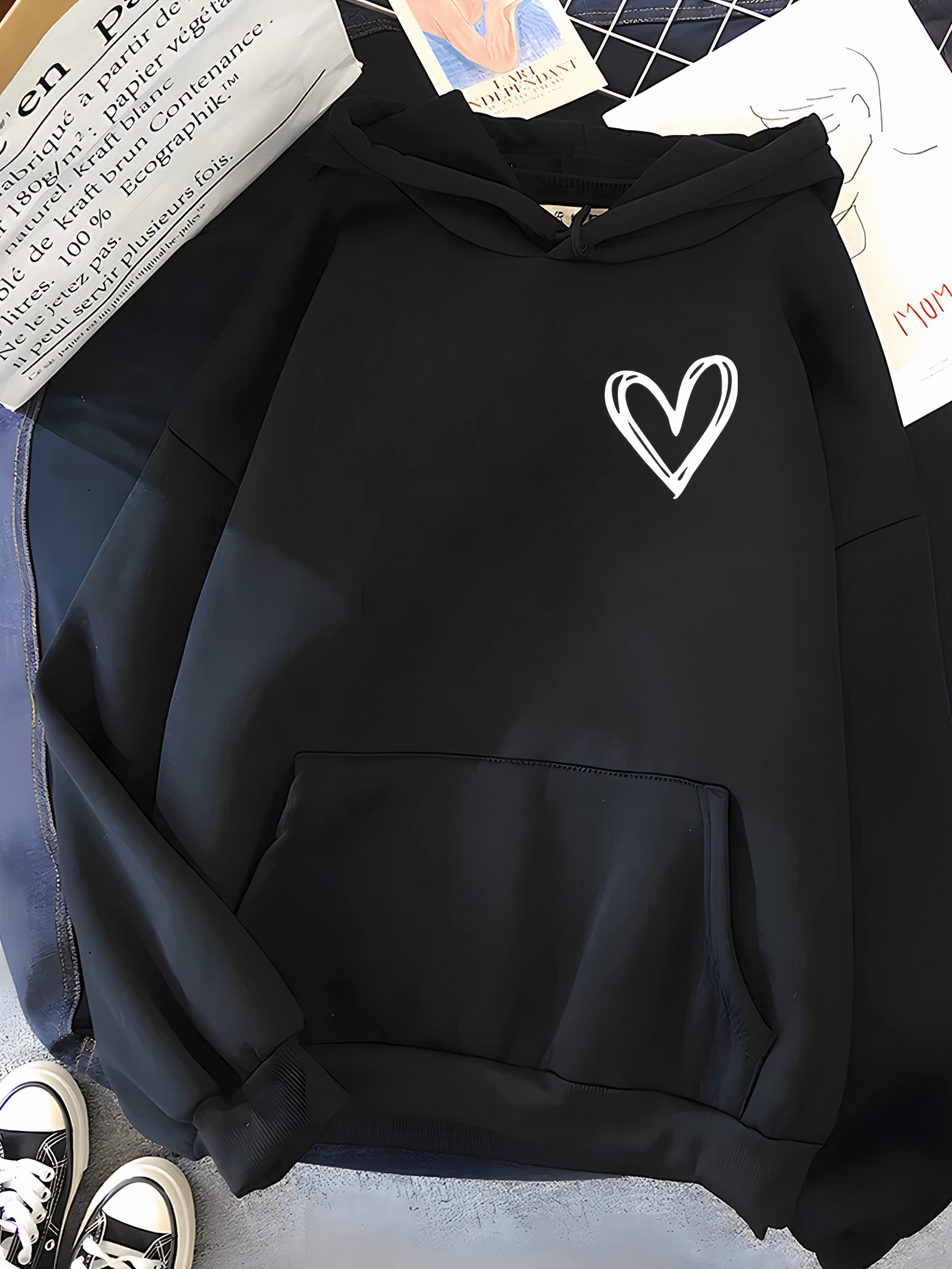 Lysse | Hooded Sweater with Heart Print for Women Saylor