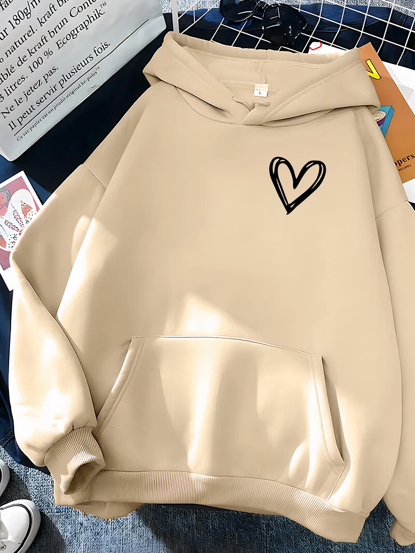 Lysse | Hooded Sweater with Heart Print for Women Saylor