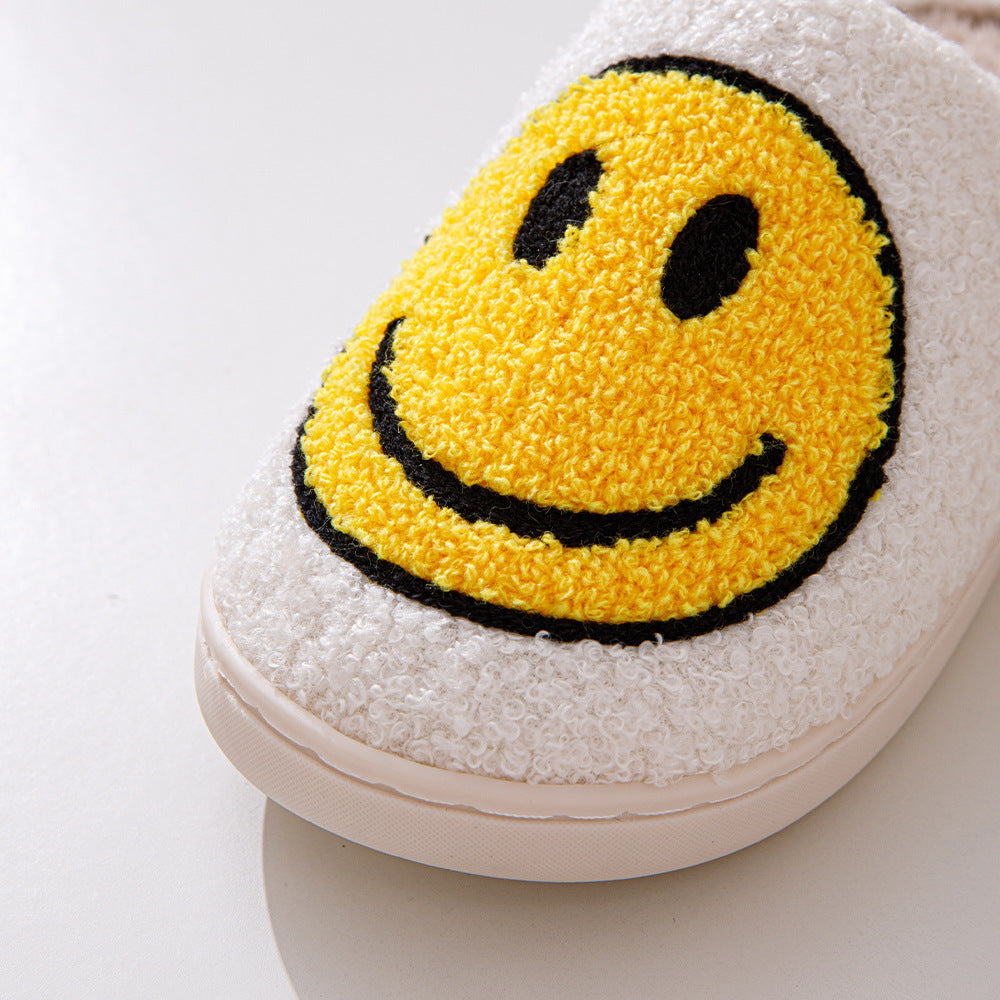Large Smiley Pattern Fur Slippers