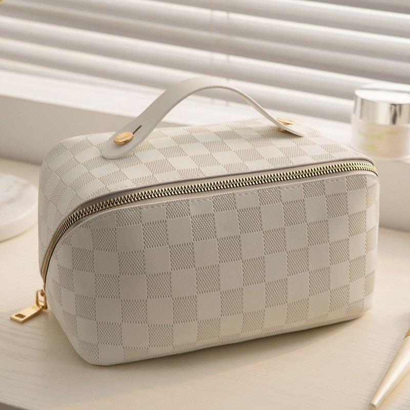 Luxurious Checkered Cosmetic Bag