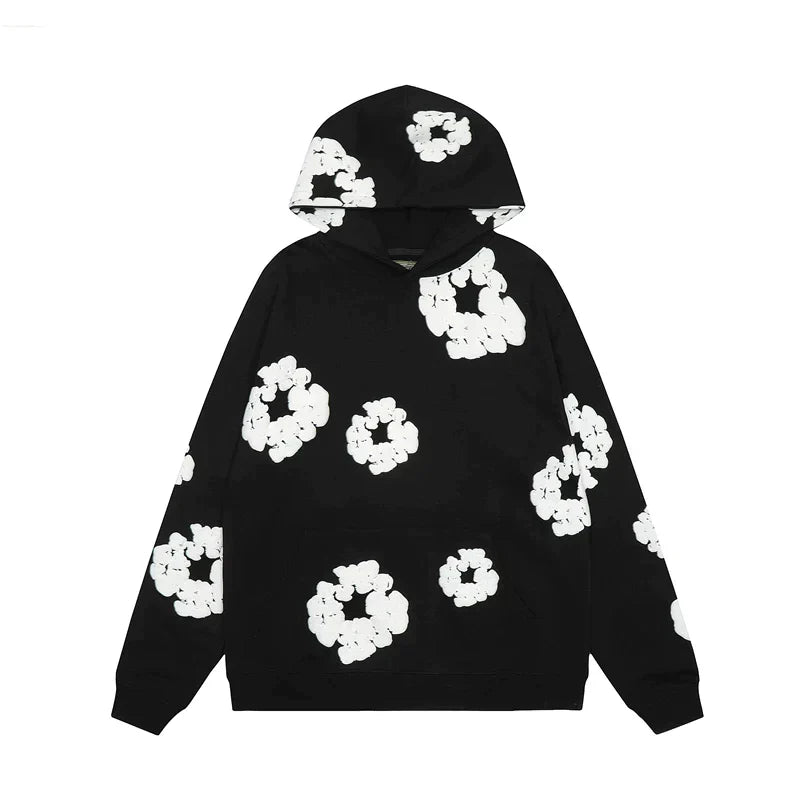 Lysse | Sweatshirt With Hood Made of Denim With Floral Print And Hood