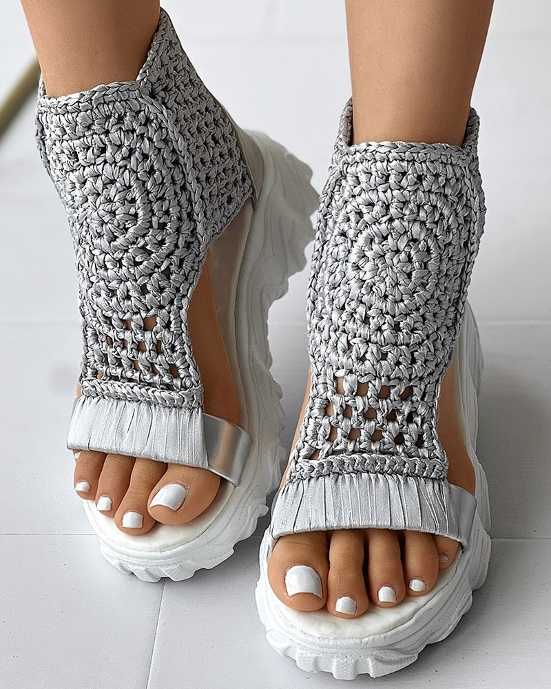 Braided Geometry Sandalswomen Summer Wedge Sandals