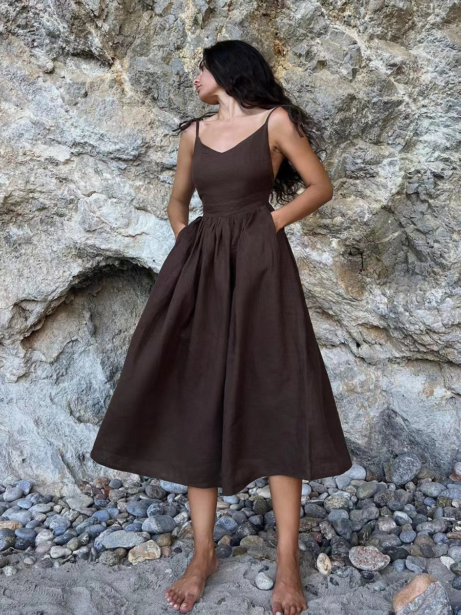 Breathable Summer Dress Made of Linen for Women