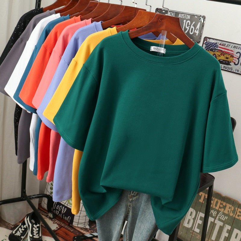 Oversized Cotton Basic T-Shirt for Women